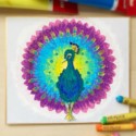 夢色広がる!絵の具とクレパスで美しい孔雀を描こう